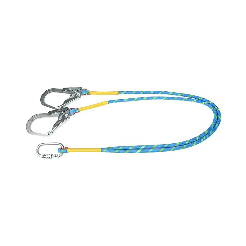 L13 Penahan Tali Lanyard berkembar, 2 Cangkuk dan satu carabiner