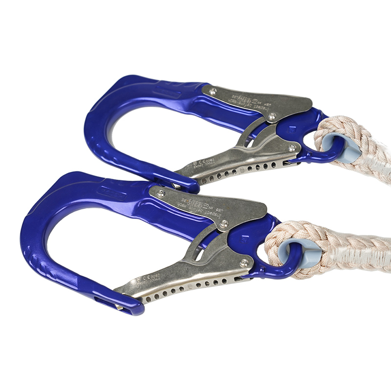 KA-L17 Perlindungan Kejatuhan E Lanyard Keselamatan Dengan Roe Nylon, 2 Cangkuk Aloi Aluminium Dan 1 Carabiner Aloi Aluminium