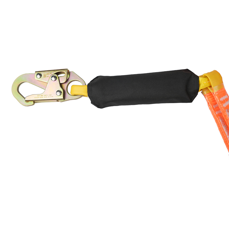 Lanyard keselamatan berkembar penahan jatuh L19 dengan anyaman tebal dan cangkuk ANSI